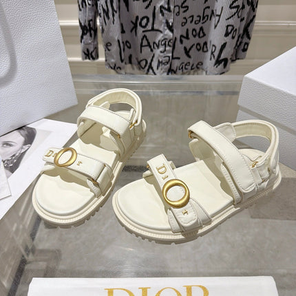 DIOR 26S VELCRO SANDALS IN OFF WHITE CALFSKIN
