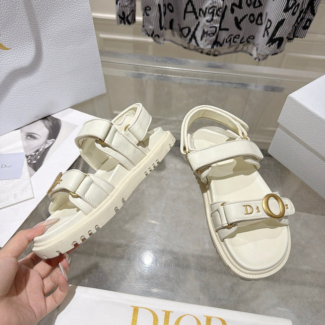 DIOR 26S VELCRO SANDALS IN OFF WHITE CALFSKIN