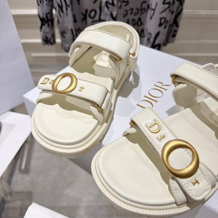 DIOR 26S VELCRO SANDALS IN OFF WHITE CALFSKIN