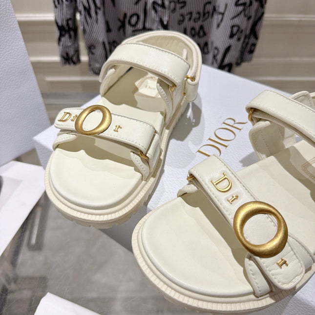 DIOR 26S VELCRO SANDALS IN OFF WHITE CALFSKIN