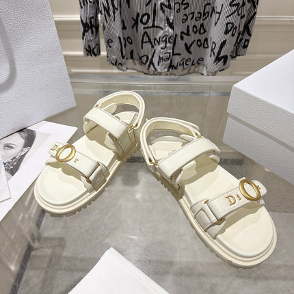 DIOR 26S VELCRO SANDALS IN OFF WHITE CALFSKIN