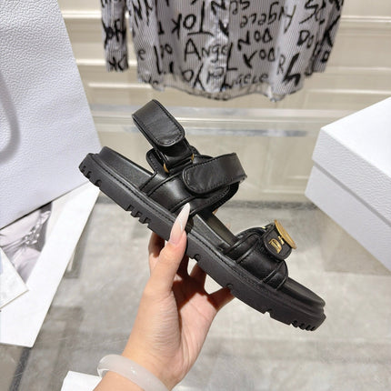 DIOR 26S VELCRO SANDALS IN BLACK CALFSKIN