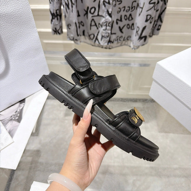 DIOR 26S VELCRO SANDALS IN BLACK CALFSKIN
