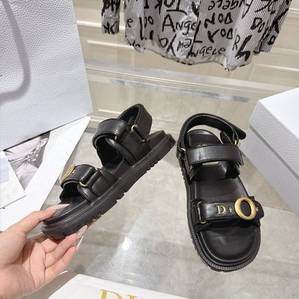 DIOR 26S VELCRO SANDALS IN BLACK CALFSKIN
