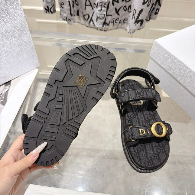 DIOR 26S VELCRO SANDALS IN BLACK OBLIQUE CANVAS