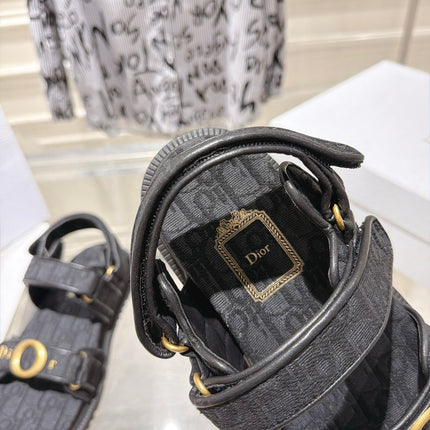 DIOR 26S VELCRO SANDALS IN BLACK OBLIQUE CANVAS