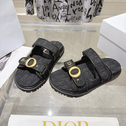 DIOR 26S SANDALS IN BLACK OBLIQUE CANVAS