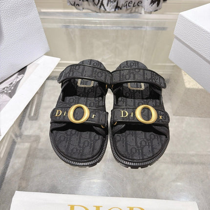 DIOR 26S SANDALS IN BLACK OBLIQUE CANVAS