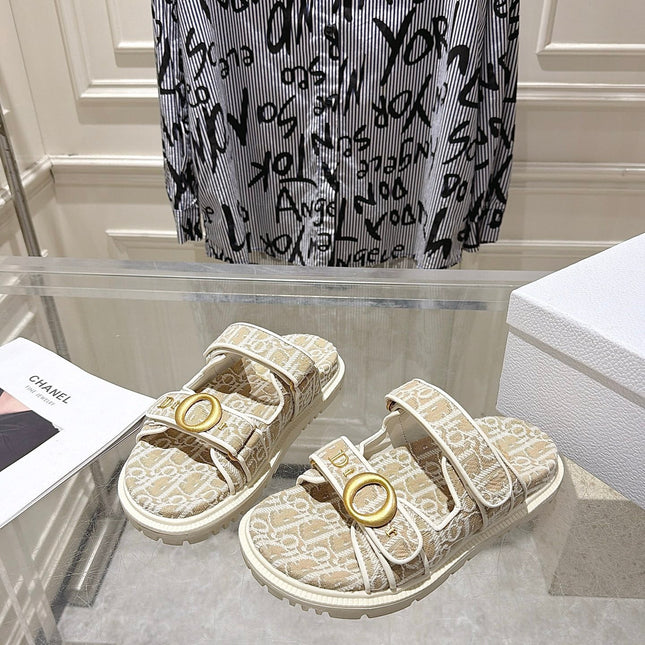 DIOR 26S SANDALS IN LIGHT BEIGE OBLIQUE CANVAS