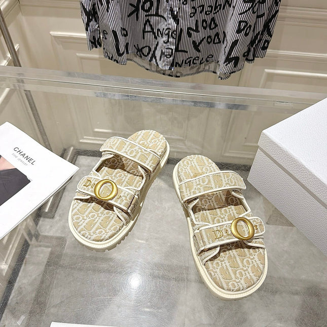 DIOR 26S SANDALS IN LIGHT BEIGE OBLIQUE CANVAS