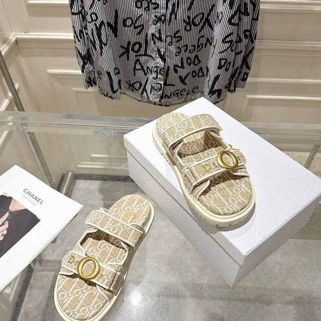 DIOR 26S SANDALS IN LIGHT BEIGE OBLIQUE CANVAS