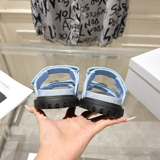 DIOR 26S SANDALS IN LIGHT BLUE OBLIQUE CANVAS