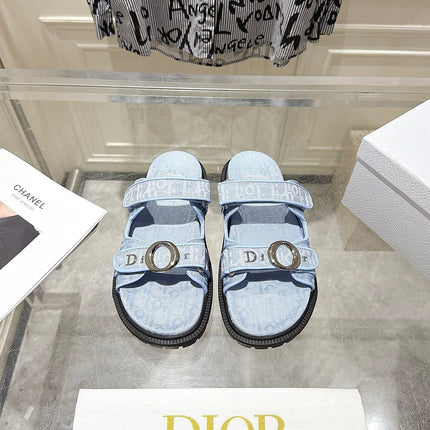 DIOR 26S SANDALS IN LIGHT BLUE OBLIQUE CANVAS