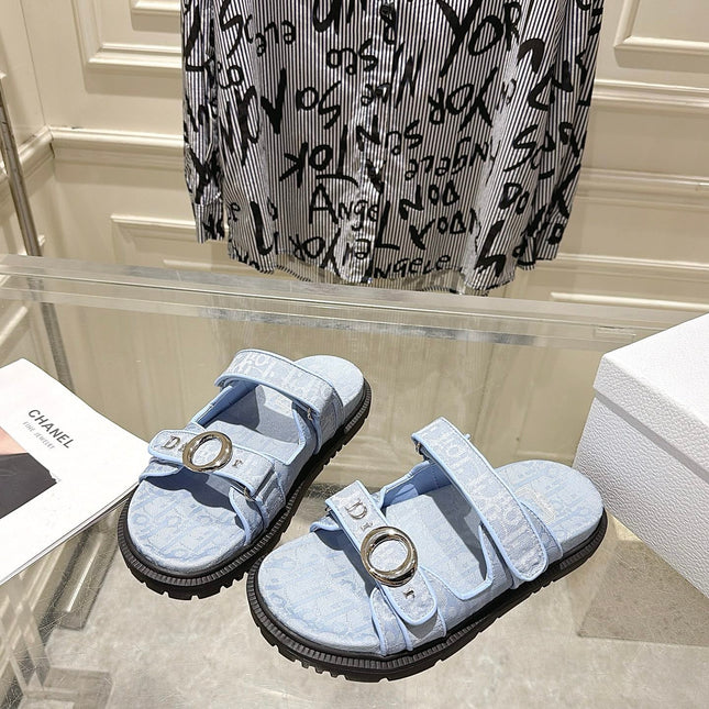 DIOR 26S SANDALS IN LIGHT BLUE OBLIQUE CANVAS
