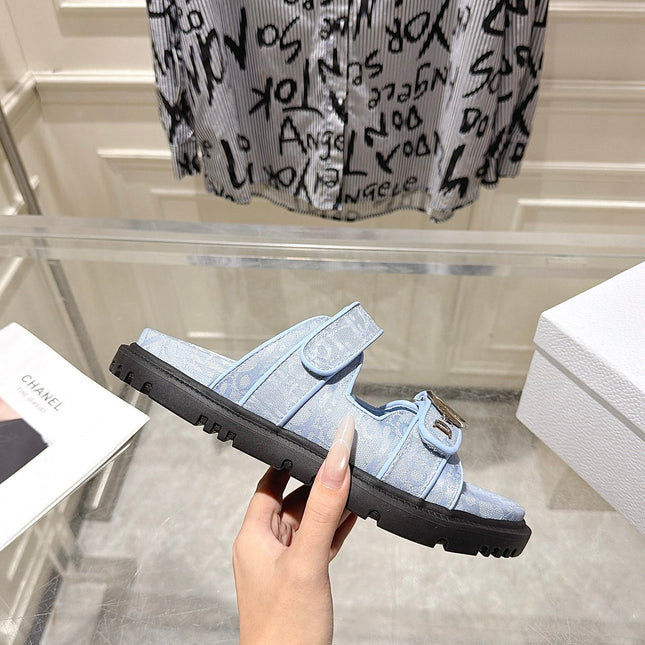 DIOR 26S SANDALS IN LIGHT BLUE OBLIQUE CANVAS