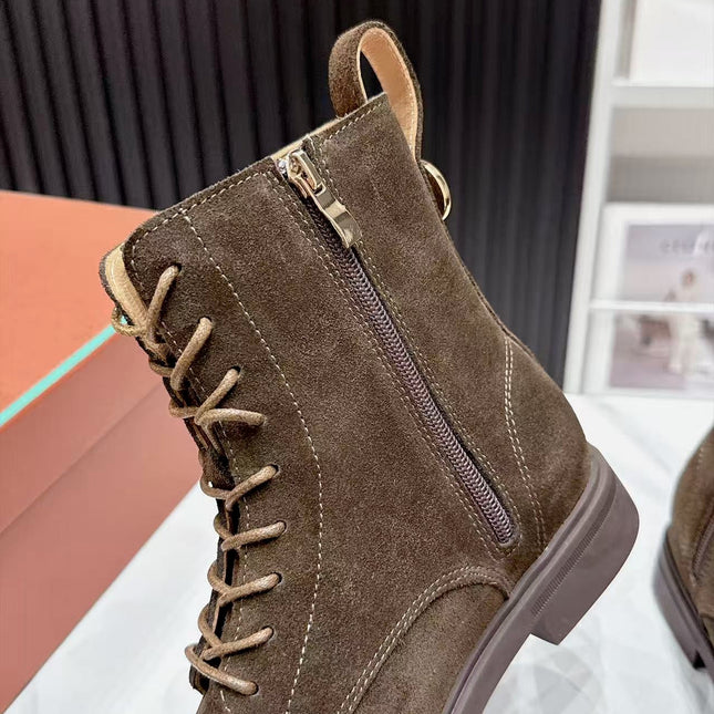 LP 26S LACE-UP ANKLE BOOTS IN DARK BROWN SUEDE