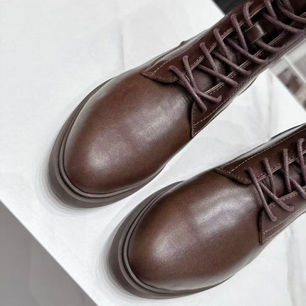 LP 26S LACE-UP ANKLE BOOTS IN DARK BROWN CALFSKIN