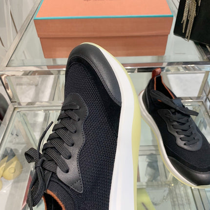 SNEAKER IN BLACK CANVAS MIX SUEDE WITH LAMBSKIN