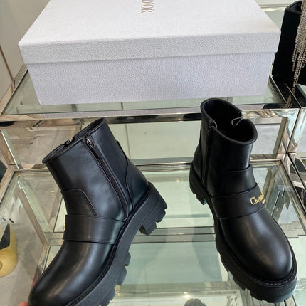 DIOR 25S D-QUEST ANKLE BOOT 35MM IN BLACK CALFSKIN