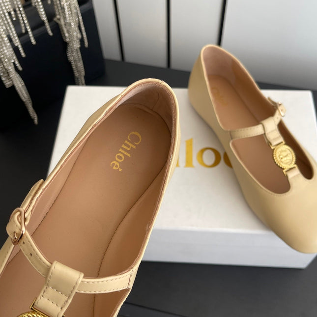 CHLOÉ 26S MARY JANE SHOES IN BEIGE CALFSKIN