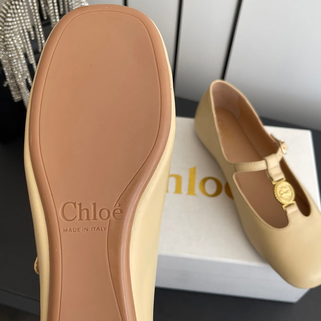 CHLOÉ 26S MARY JANE SHOES IN BEIGE CALFSKIN