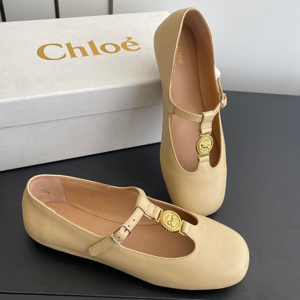 CHLOÉ 26S MARY JANE SHOES IN BEIGE CALFSKIN