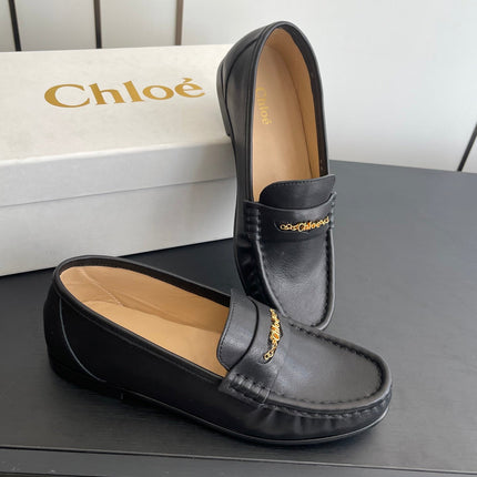 CHLOÉ 26S LOAFERS IN BLACK CALFSKIN