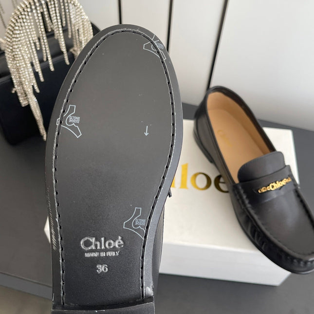 CHLOÉ 26S LOAFERS IN BLACK CALFSKIN