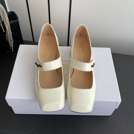 DIOR 26S MARY JANE 45 MM IN CREAM WHITE GLOSSY CALFSKIN