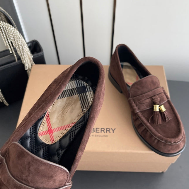 BURBERRY 26S LOAFERS IN DARK BROWN SUEDE