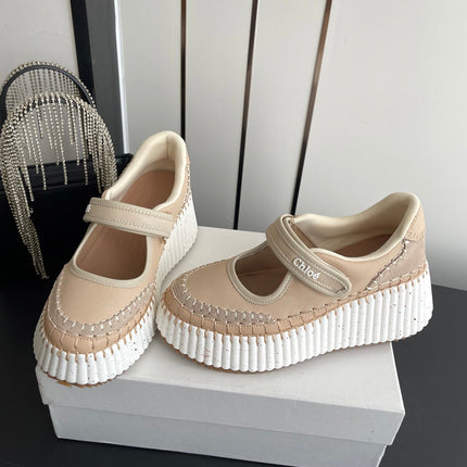 CHLOE 26S MARY JANE SNEAKERS IN BEIGE CALFSKIN