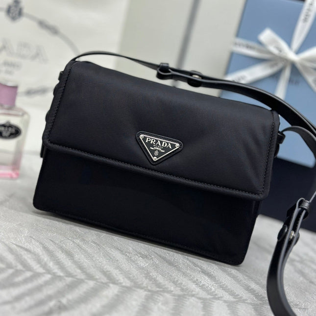 PRADA 26S CROSSBODY BAG 16 IN BLACK RE-NYLON
