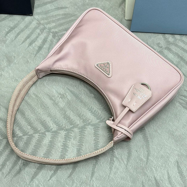 PRADA 26S HOBO HANDBAG 23 IN LIGHT PINK NYLON