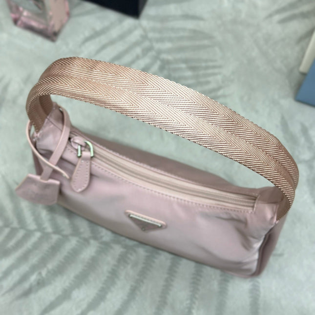 PRADA 26S HOBO HANDBAG 23 IN LIGHT PINK NYLON