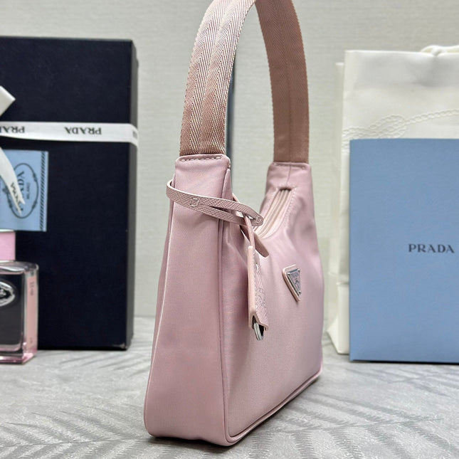 PRADA 26S HOBO HANDBAG 23 IN LIGHT PINK NYLON