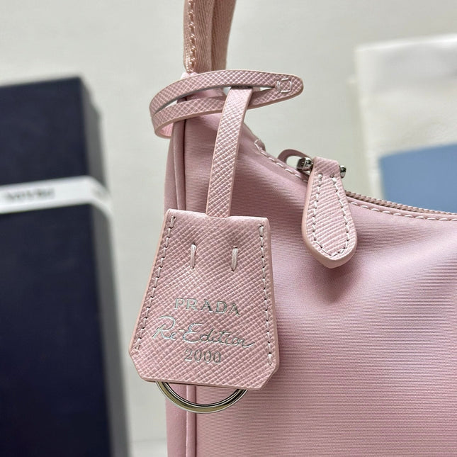 PRADA 26S HOBO HANDBAG 23 IN LIGHT PINK NYLON