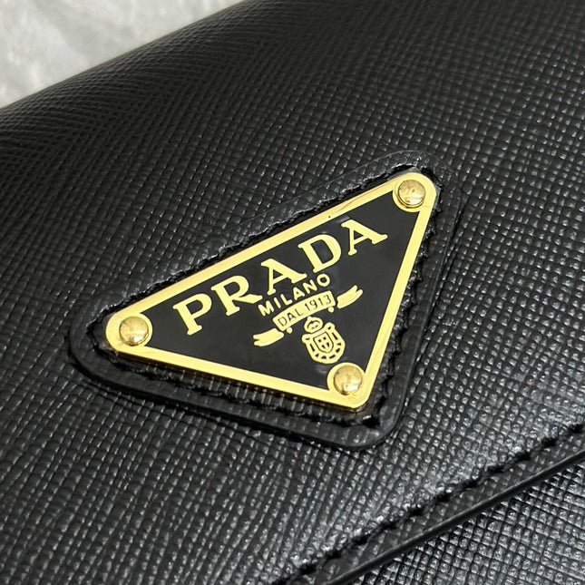 PRADA 26S SHOULDER BAG 4 IN BLACK CALFSKIN