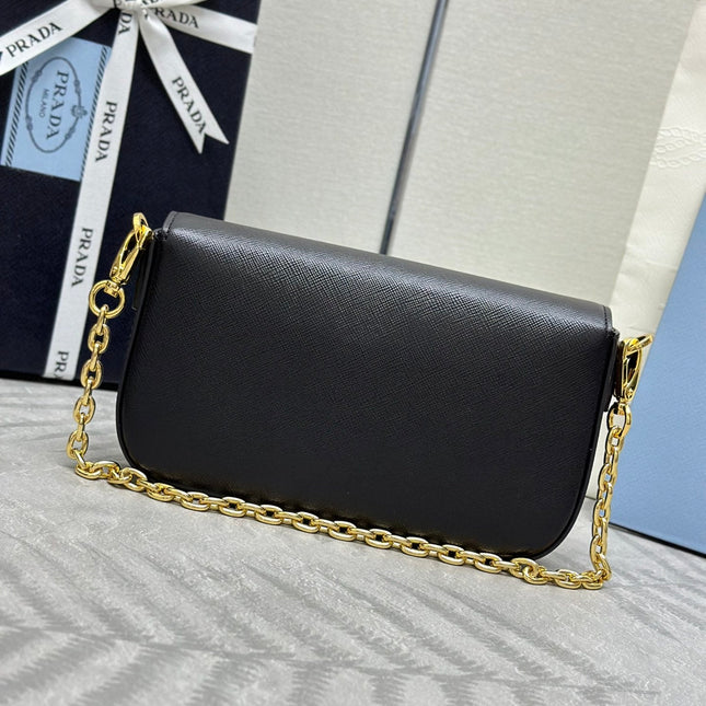 PRADA 26S SHOULDER BAG 4 IN BLACK CALFSKIN