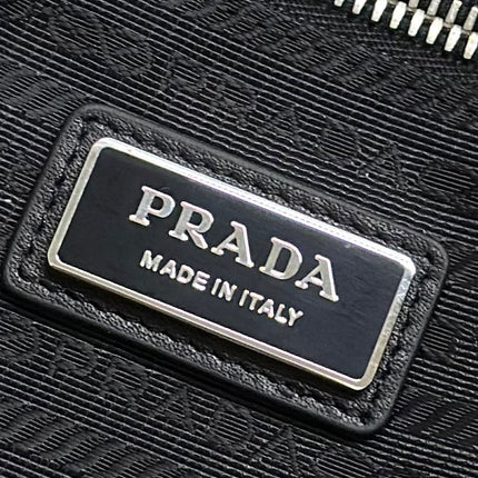 PRADA 25S SHOULDER STRAP BAG 26 IN BLACK CALFSKIN SILVER HARDWARE