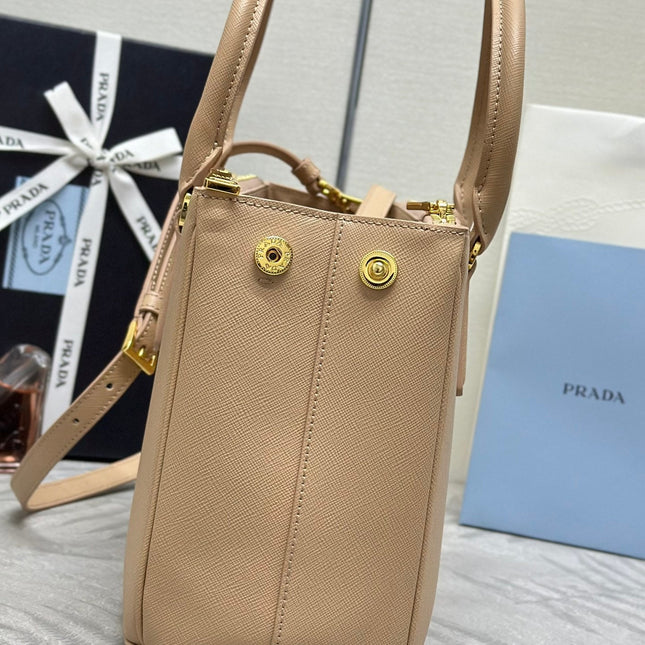 PRADA 26S HANDBAG 28 IN BEIGE SAFFIANO