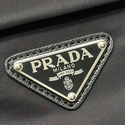 SHOULDER BAG 27 IN BLACK RE-NYLON TRIANGLE LOGO
