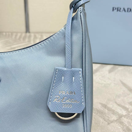 PRADA 26S SHOULDER BAG 23 IN LIGHT BLUE FABRIC