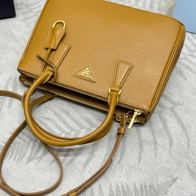 PRADA 26S HANDBAG 28 IN BROWN SAFFIANO