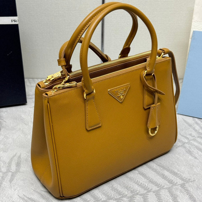 PRADA 26S HANDBAG 28 IN BROWN SAFFIANO