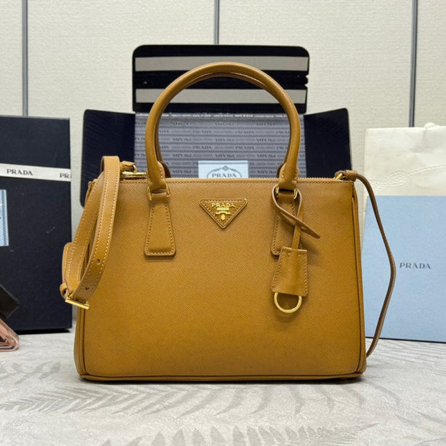 PRADA 26S HANDBAG 28 IN BROWN SAFFIANO