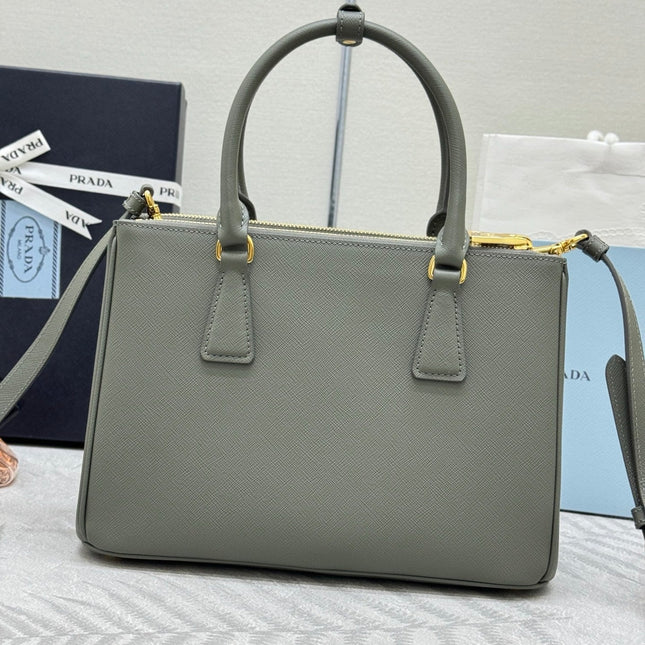 PRADA 26S GALLERIA 28 BAG IN SAGE GREEN SAFFIANO