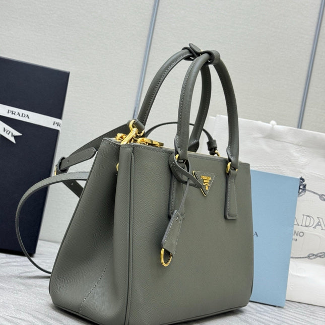 PRADA 26S GALLERIA 28 BAG IN SAGE GREEN SAFFIANO