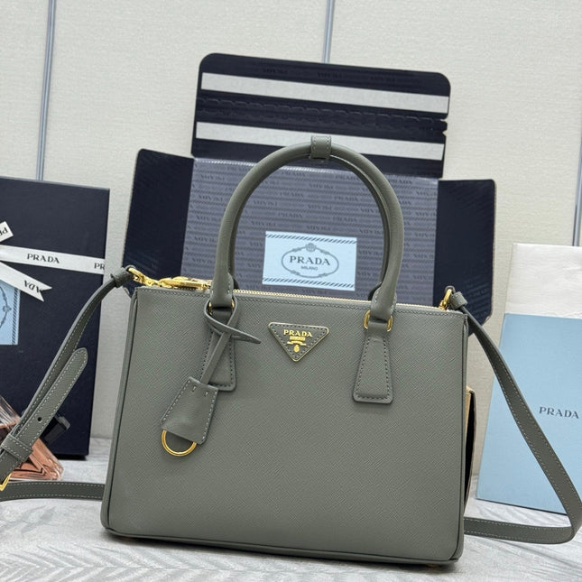 PRADA 26S GALLERIA 28 BAG IN SAGE GREEN SAFFIANO