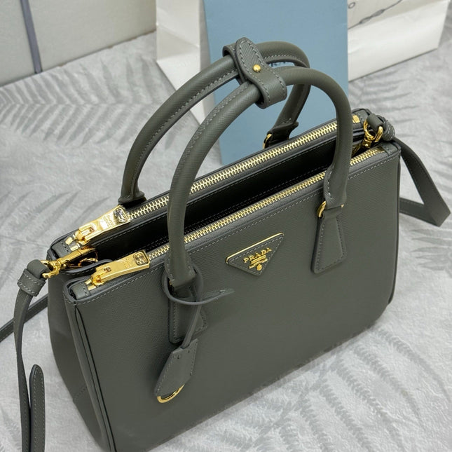 PRADA 26S GALLERIA 28 BAG IN SAGE GREEN SAFFIANO