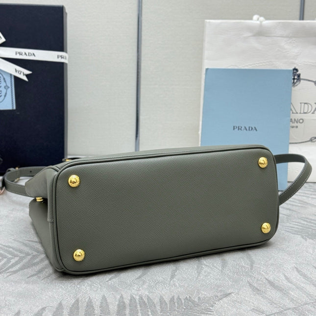 PRADA 26S GALLERIA 28 BAG IN SAGE GREEN SAFFIANO